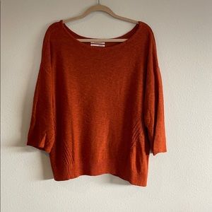 Anthropologie linen boxy sweater pumpkin orange